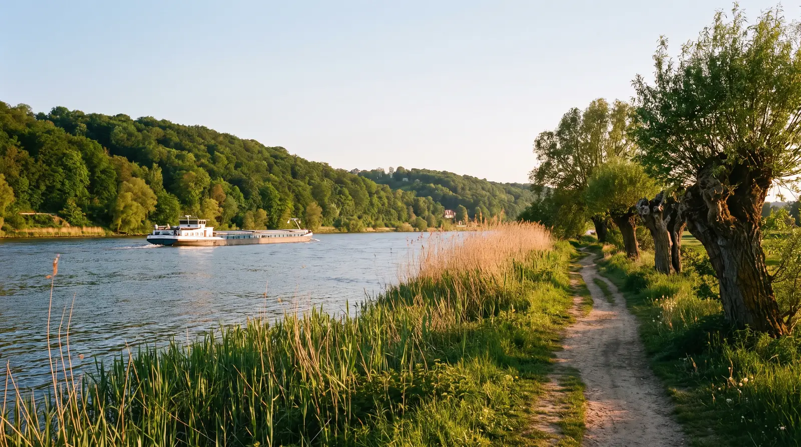 Elbufer bei Geesthacht mit bewaldetem Geesthang