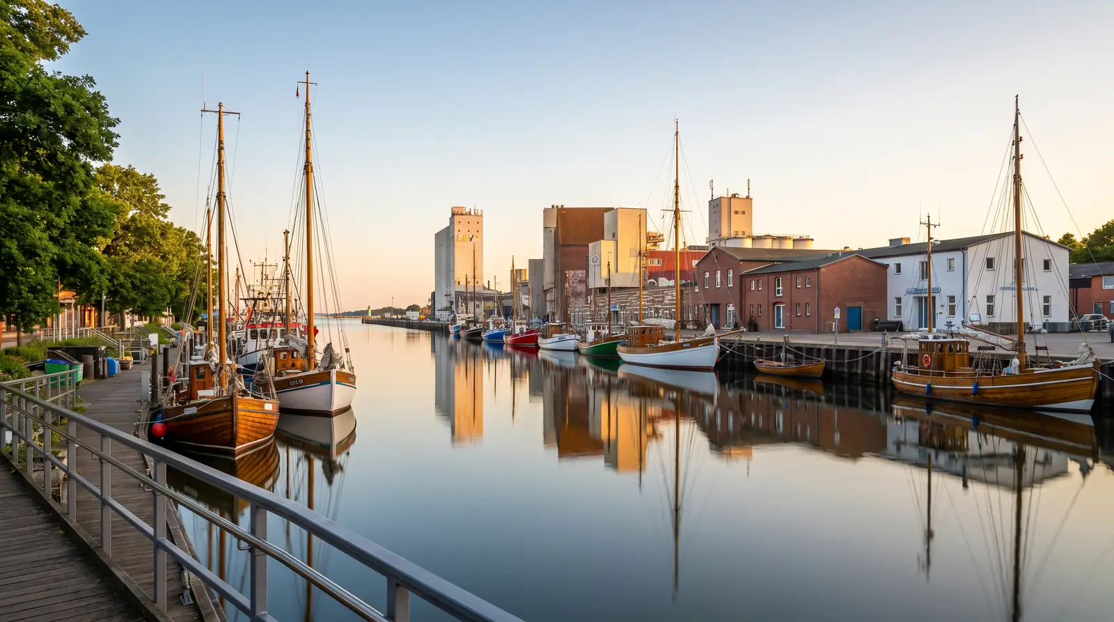 Hafen von Heiligenhafen mit Segelbooten und Kuttern
